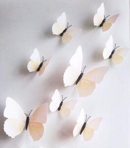 Naklejka na ścianę "Plastikowe motyle 3D - Kremowe" 12szt 6-12 cm