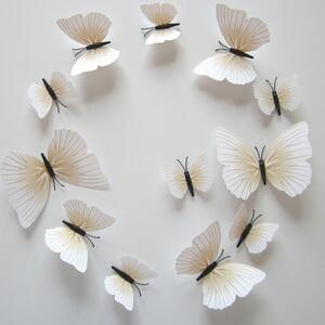 PIPPER | Naklejka na ścianę "Plastikowe motyle 3D - Kremowe" 12szt 6-12 cm