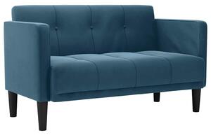 Sofa dwuosobowa niebieska 111 cm aksamitna
