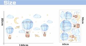 PIPPER | Naklejka na ścianę "Balony na ogrzane powietrze ze zwierzętami 2" 140x80 cm