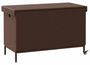 Skrzynia ogrodowa z kółkami, brązowa, 110x55x73 cm, polirattan