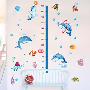 PIPPER | Naklejka na ścianę "Miarka dziecięca - Delfiny" 165x125cm
