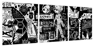 Obraz - Graffiti (z zegarem) (90x30 cm)