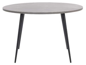 Stół do jadalni efekt betonu szary 120 cm okrągły czarne metalowe nogi Odeon Beliani