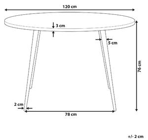 Stół do jadalni efekt marmuru biały 120 cm okrągły czarne metalowe nogi Odeon Beliani