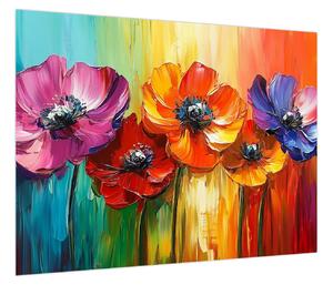 Obraz - Pięć kolorowych kwiatów (70x50 cm)
