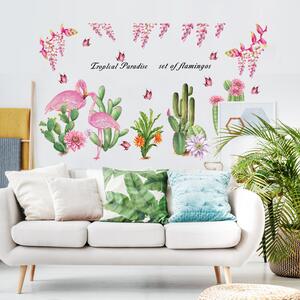 PIPPER | Naklejka na ścianę "Kaktusy i flamingi" 64x108cm
