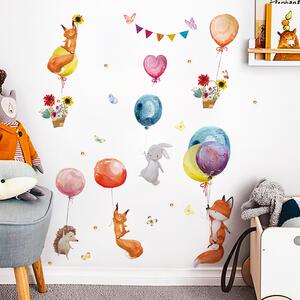 Naklejka na ścianę "Zwierzęta z balonami 3" 100x107 cm