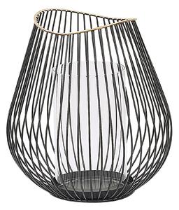 Dekoracyjny lampion świecznik 22 cm metalowy szklany wkład czarny Thurston Beliani