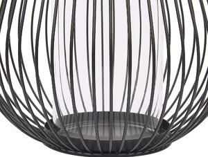 Dekoracyjny lampion świecznik 22 cm metalowy szklany wkład czarny Thurston Beliani