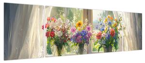 Obraz - Bukiet przy oknie (170x50 cm)