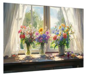 Obraz - Bukiet przy oknie (70x50 cm)