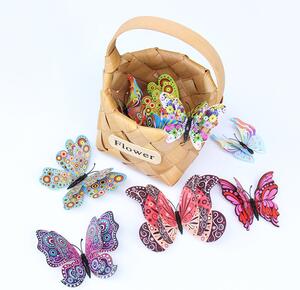 PIPPER | Naklejka na ścianę "Realistyczne plastikowe motyle 3D z podwójnymi skrzydłami - kolorowe" 12szt 6-12 cm