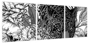 Obraz - Egzotyczny ogród (z zegarem) (90x30 cm)