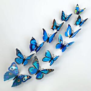 Naklejka na ścianę "Realistyczne plastikowe motyle 3D - niebieske" 12szt 5-12 cm