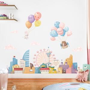 PIPPER | Naklejka na ścianę "Balony nad miastem" 77x104 cm