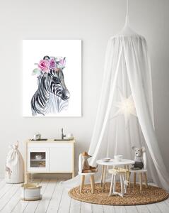 Dziecięcy obraz - Zebra z kwiatami 50 x 40 cm