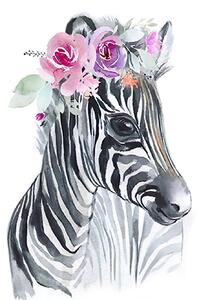 PIPPER | Dziecięcy obraz - Zebra z kwiatami 50 x 40 cm