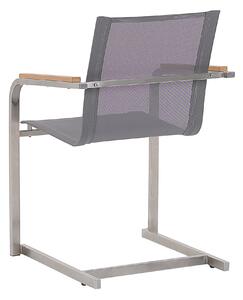 Zestaw 4 krzeseł ogrodowych szary stalowa rama wspornikowa konstrukcja Cosoleto Beliani