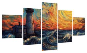 Obraz - Latarnia morska w falach (125x70 cm)