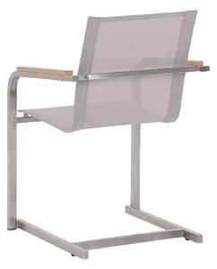 Zestaw 4 krzeseł ogrodowych beżowy stalowa rama wspornikowa konstrukcja Cosoleto Beliani