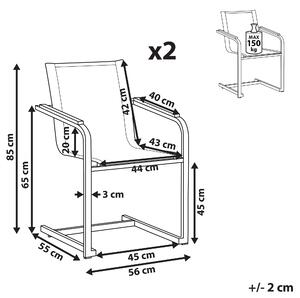 Zestaw 2 krzeseł ogrodowych szary stalowa rama wspornikowa konstrukcja Cosoleto Beliani