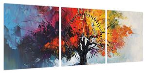 Obraz - Kolorowe drzewo (z zegarem) (90x30 cm)