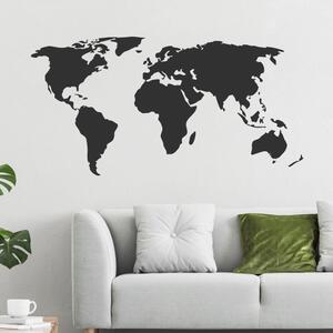 Naklejka na ścianę "Mapa świata - czarny" 64x125 cm