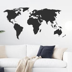 PIPPER | Naklejka na ścianę "Mapa świata - czarny" 64x125 cm
