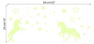 PIPPER | Naklejka na ścianę "Fosforowe jednorożce z gwiazdami" 56x25 cm