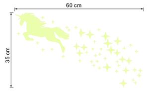 PIPPER | Naklejka na ścianę "Jednorożec fosforowy z gwiazdami" 60x35 cm