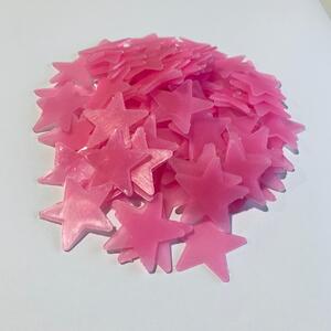 Plastikowe fosforowe "Gwiazdki - różowe" 3cm 100szt
