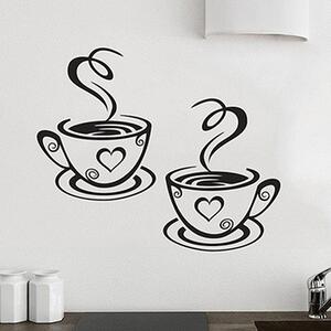Naklejka na ścianę - "Filiżanki do kawy" 24x29 cm