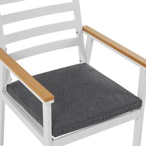 Zestaw krzeseł ogrodowych biały aluminiowy szare poduszki siedziskowe Cavoli Beliani