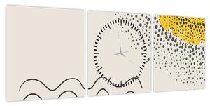 Obraz - Abstrakcyjny obraz plaży N⁰1 (z zegarem) (90x30 cm)