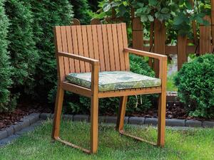 Krzesło drewniane ogrodowe jasne drewno akacji z poduszką zieloną Sassari Beliani