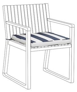 Poduszka siedziskowa na krzesło ogrodowe poliestrowa z troczkami niebiesko-biała Sassari Beliani