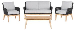 Zestaw ogrodowy 4-osobowy drewniany sofa 2 fotele stolik szary Merano II Beliani