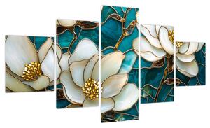 Obraz - Witraż z magnolią (125x70 cm)
