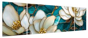 Obraz - Witraż z magnolią (170x50 cm)