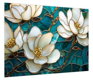 Obraz - Witraż z magnolią (70x50 cm)