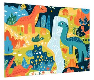 Obraz - Wesołe dinozaury (70x50 cm)