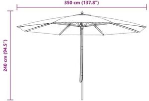 Parasol ogrodowy na drewnianym słupku, 350 cm, niebieski