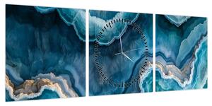 Obraz - Detal akwamarynu (z zegarem) (90x30 cm)