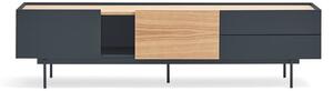 Antracytowo-naturalna szafka pod TV w dekorze dębu 180x45 cm Otto – Teulat