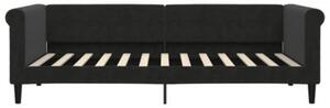 Sofa rozsuwana, czarna, 90x200 cm, aksamit