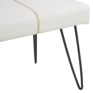 Retro ławka do sypialni prostokątny puf tapicerowany ekoskóra biała Betin Beliani