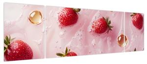 Obraz - Truskawki w bąbelkach (170x50 cm)