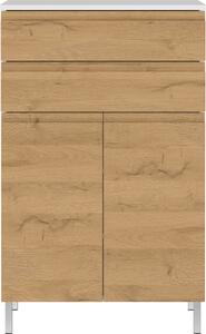 Biała niska szafka łazienkowa w dekorze dębu 60x97 cm Torrance – Germania