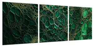 Obraz - Zielony mikroskopowy obraz (z zegarem) (90x30 cm)